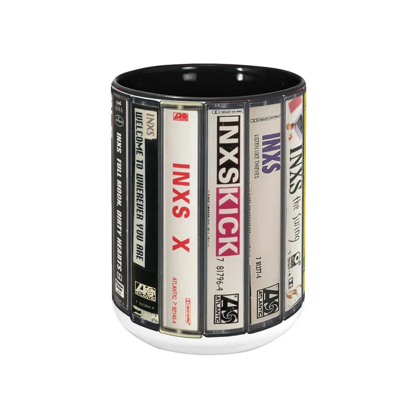 INXS Cassette Accent Mug Retro Design Ceramic Drinkware GradoCreations