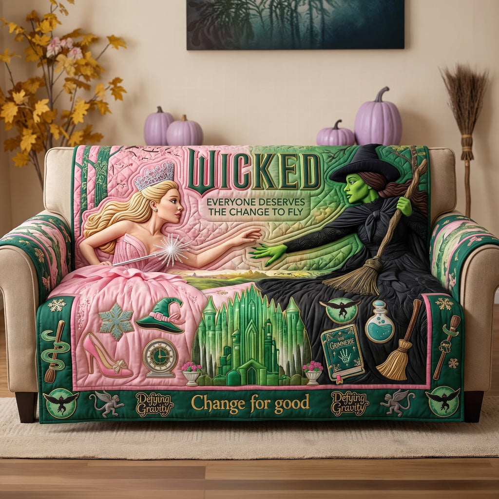 Personalized Quilted Sofa Cover Wicked Design Gift for Movie Fans Quited Sofa Cover GradoCreations