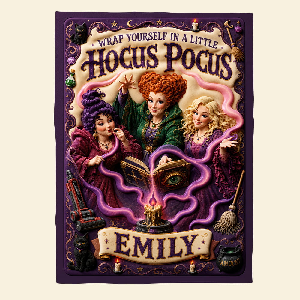 Personalized Hocus Pocus Halloween Blanket Custom Name Gift Blanket GradoCreations