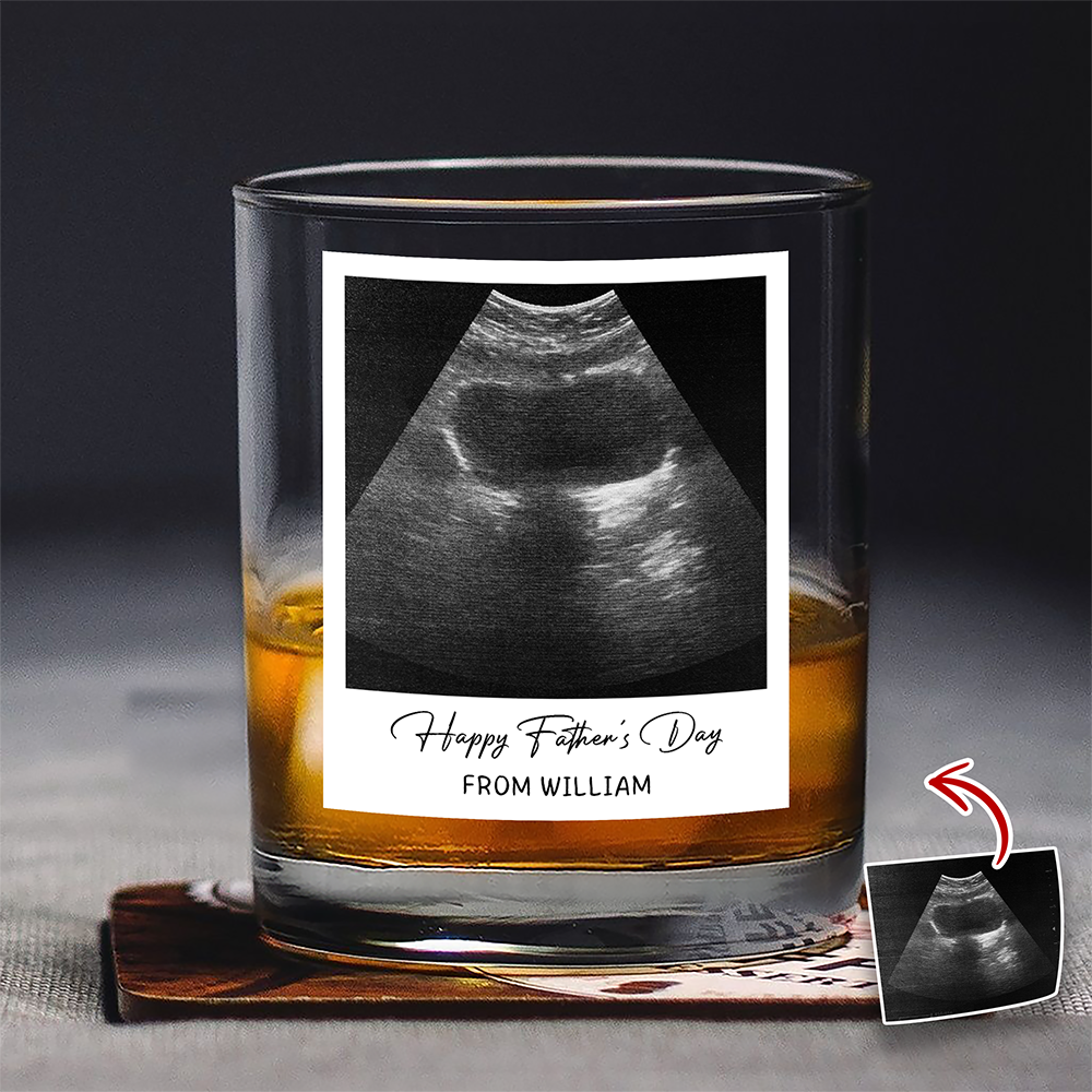 Personalized Ultrasound Photo Rock Glass Custom Gift for Dad HN590 - Print Rock Glass GradoCreations