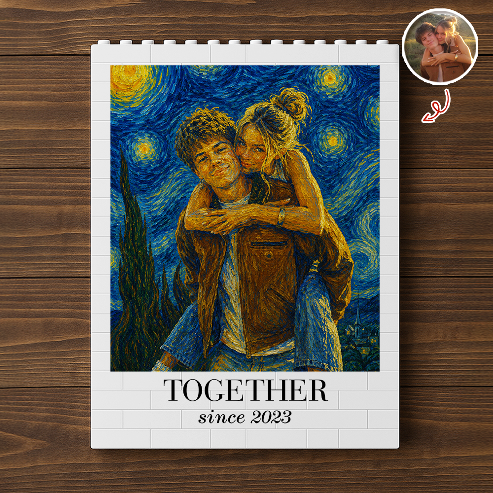 Custom Photo Building Block Art Unique Anniversary Gift for Couple HN590 - Building Blocks GradoCreations