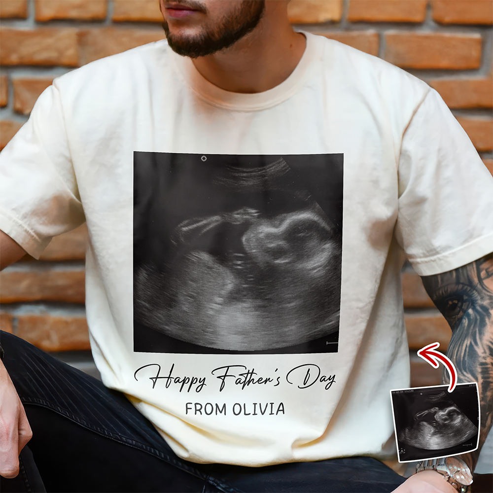Personalized Ultrasound Photo Comfort Shirt Gift for New Dad Comfort Shirt GradoCreations
