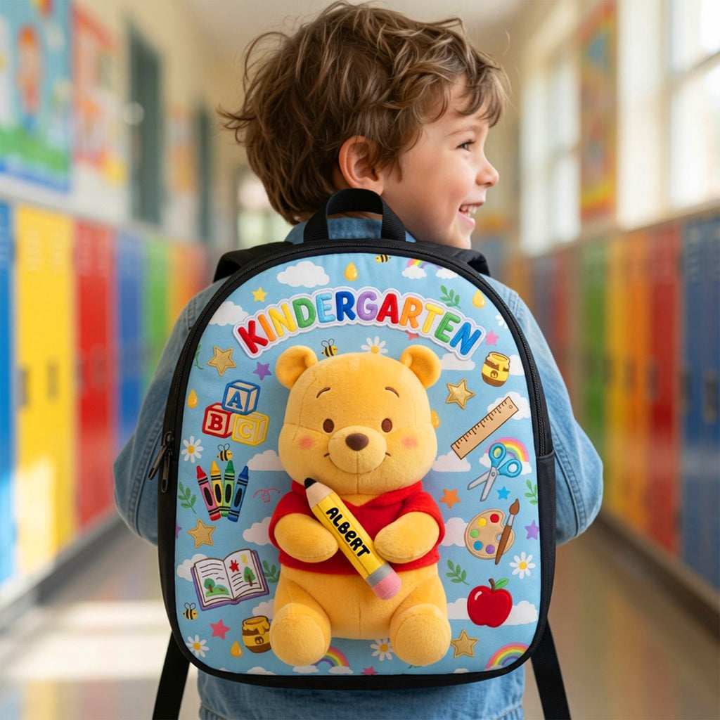 Personalized Cartoon Bear Backpack Custom Name Gift for Kids School Backpack GradoCreations