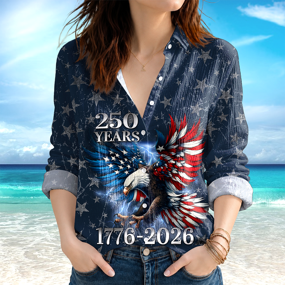 Personalized Eagle Blouse Shirt Patriotic Gift for Mom 4th of July HN590 - Blouse Shirt GradoCreations