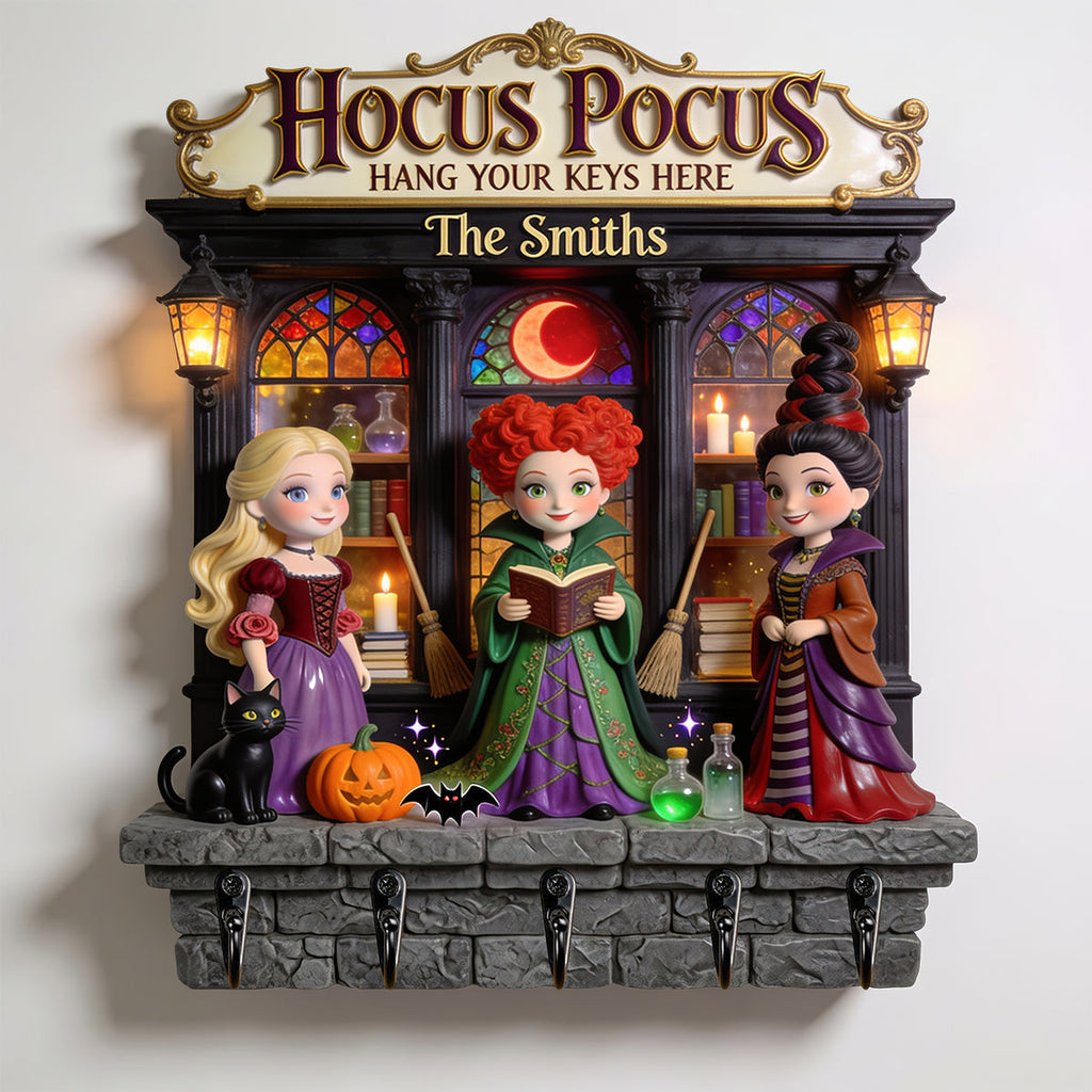 Personalized Hocus Pocus Hanging Key Rack Custom Name Gift for Movie Fans Hanging Rack GradoCreations