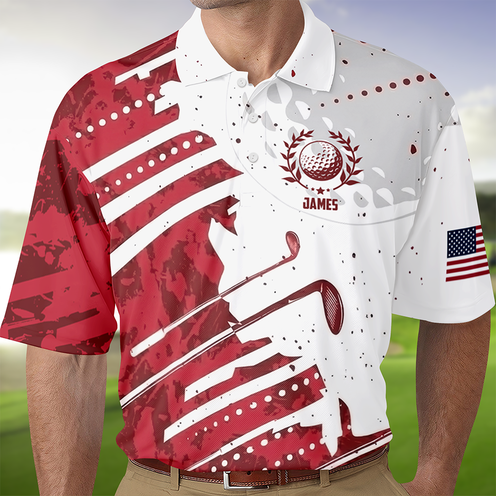 Personalized Golf Pattern Polo Shirt Custom Name Gift for Dad HN590 - Men's Polo Shirt GradoCreations