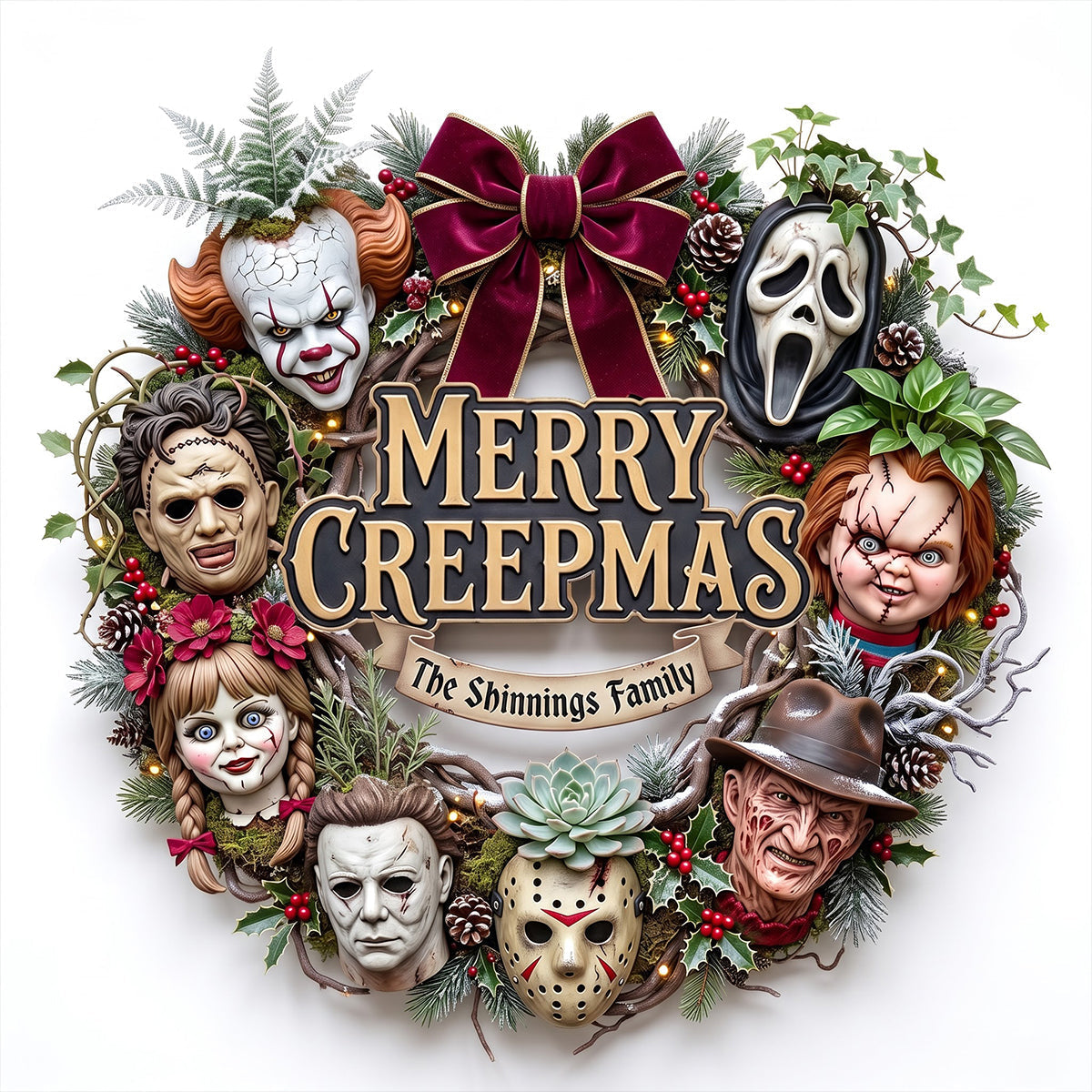 Personalized Halloween Wood Sign Custom 'Merry Creepmas' Family Gift Wood Sign GradoCreations