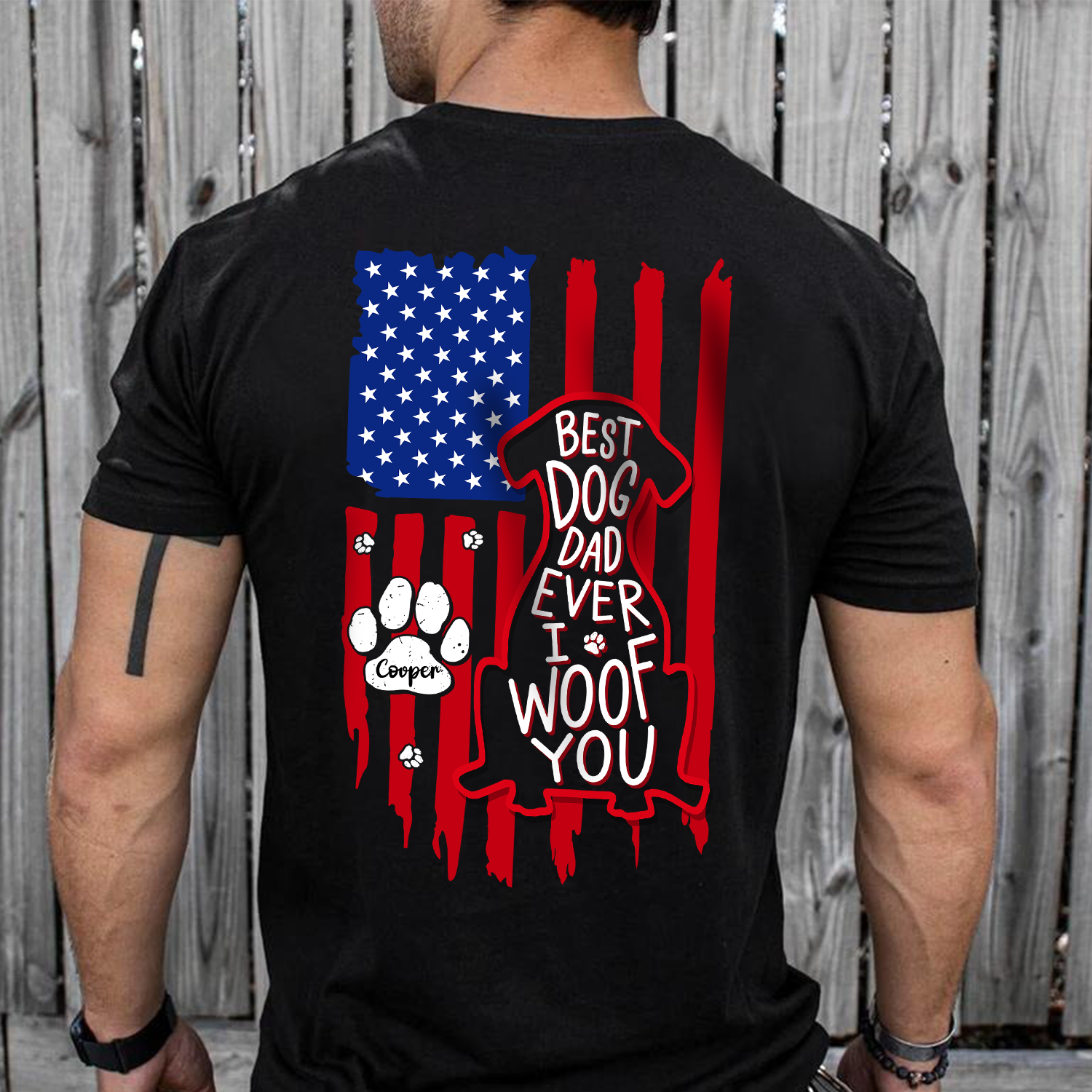 Personalized Best Dog Dad Shirt Custom Name Gift for Father's Day HN590 - Tshirt Back GradoCreations