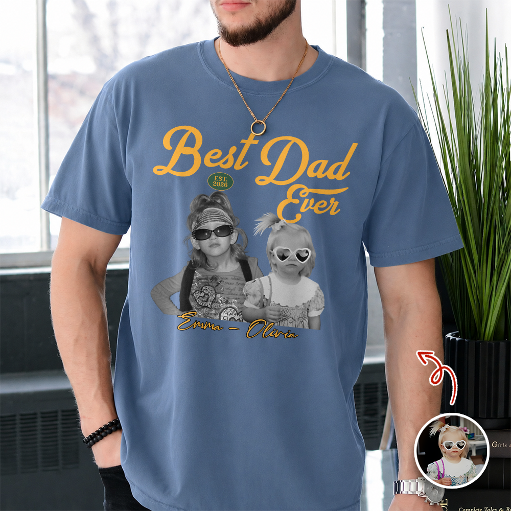 Personalized Photo Comfort Shirt Best Dad Ever Gift for Father's Day Comfort Shirt GradoCreations