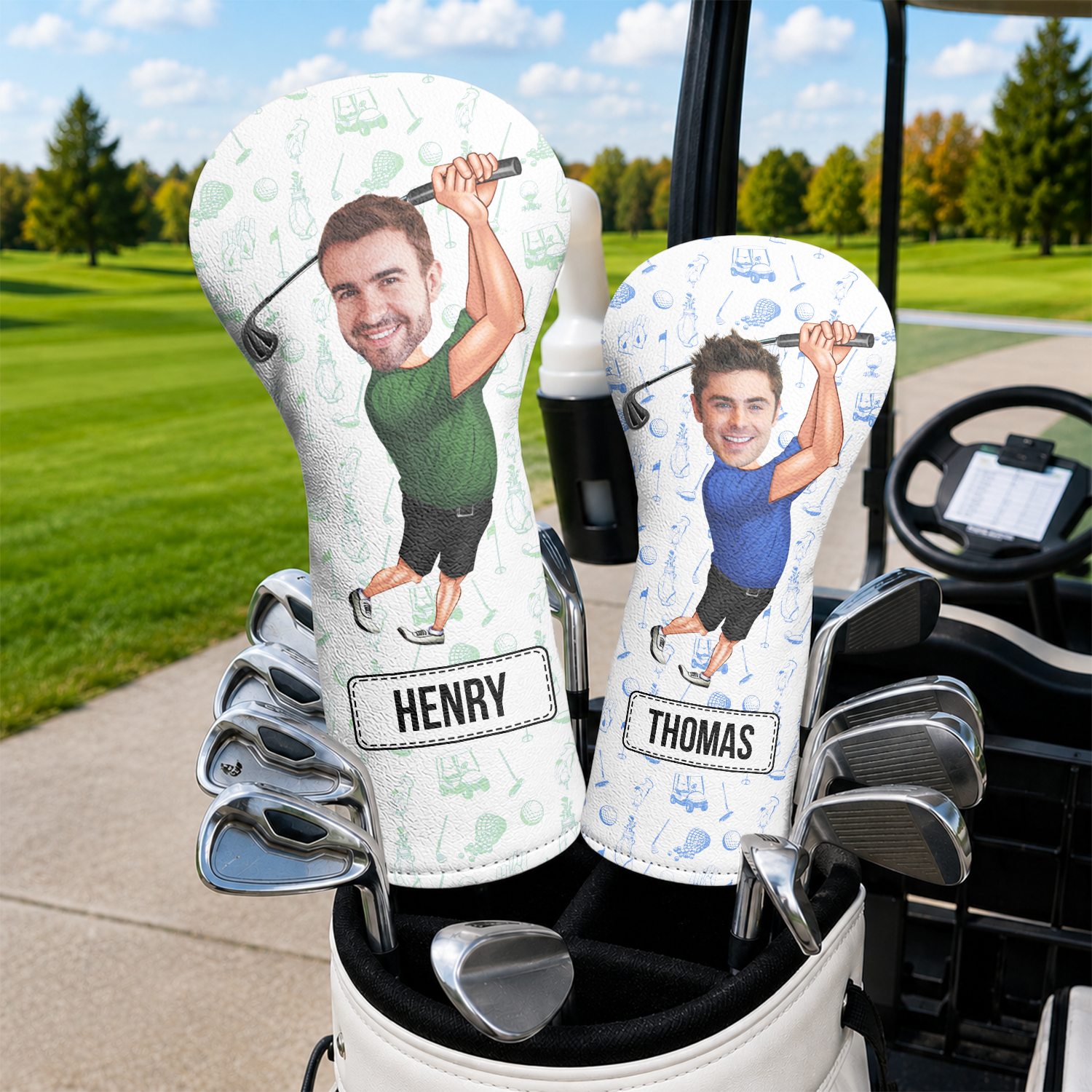 Personalized Funny Golfer Photo Golf Head Cover Unique Gift for Dad HN590 - Golf Head Cover GradoCreations