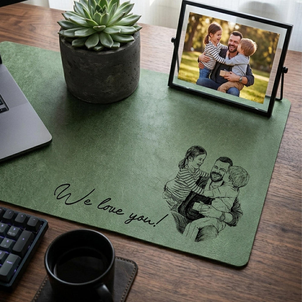 Personalized Desk Mat Custom Photo Sketch Gift for Dad HN590 - Desk Mat AI fix GradoCreations
