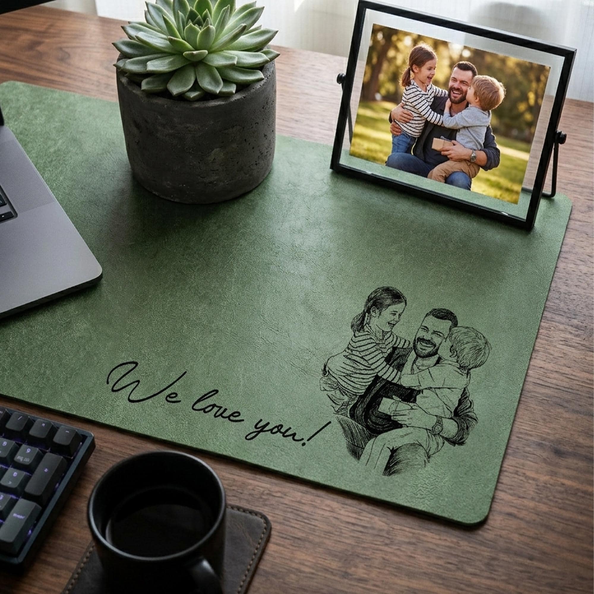 Personalized Desk Mat Custom Photo Sketch Gift for Dad HN590 - Desk Mat AI fix GradoCreations