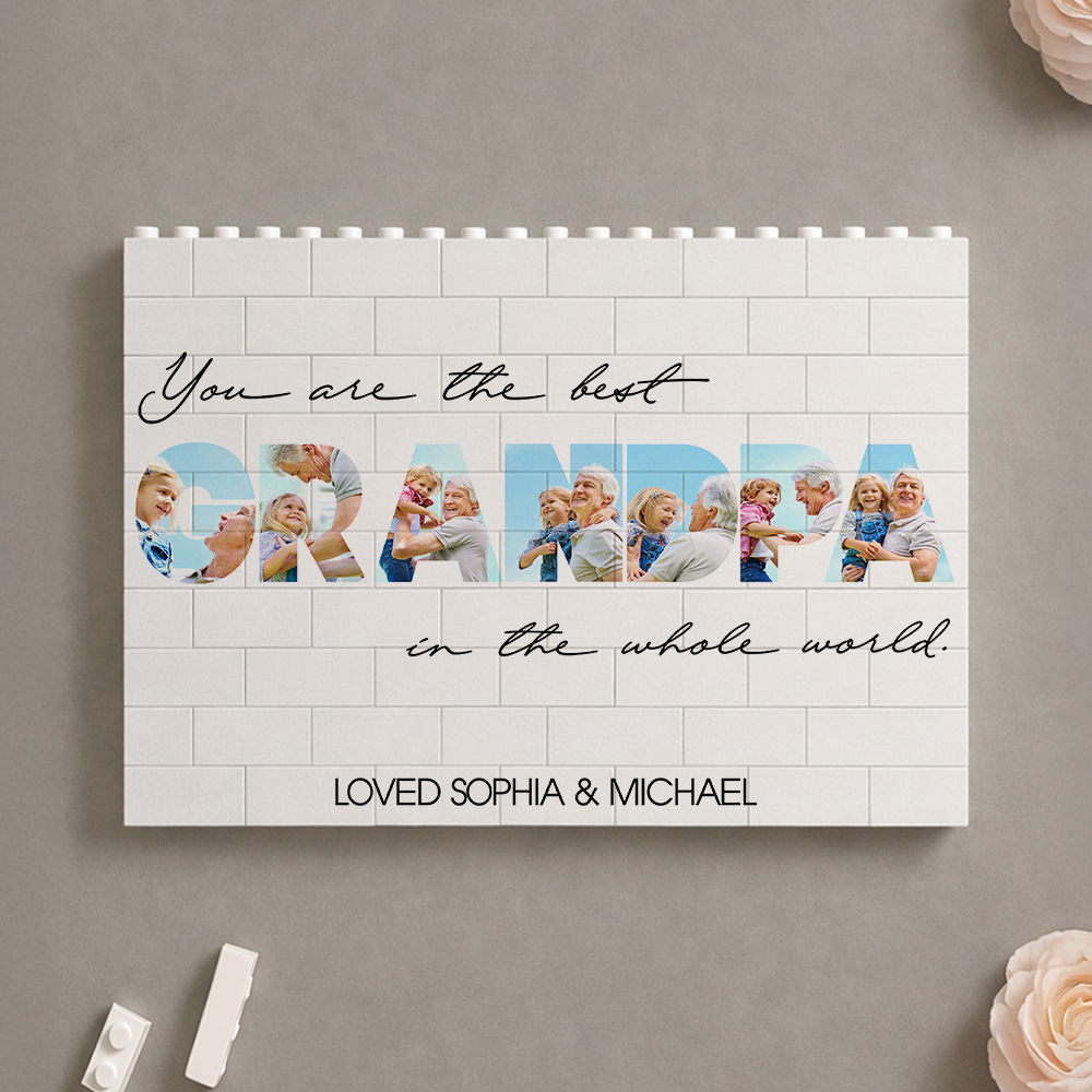 Custom Photo Building Block Gift for Dad Father's Day Keepsake HN590 - Building Blocks GradoCreations