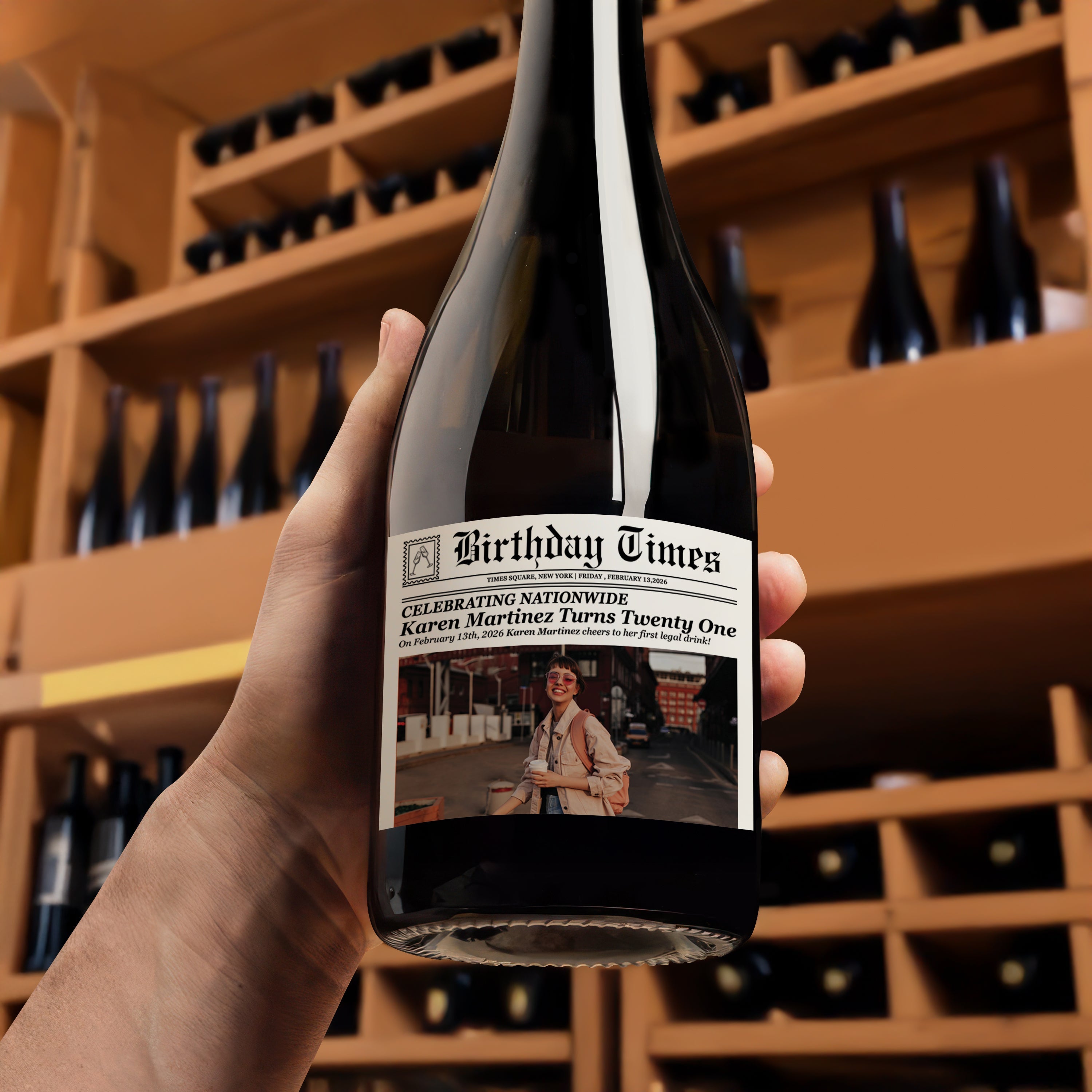 Personalized Photo Birthday Wine Label Custom Gift Decor HN590 - Wine Label GradoCreations