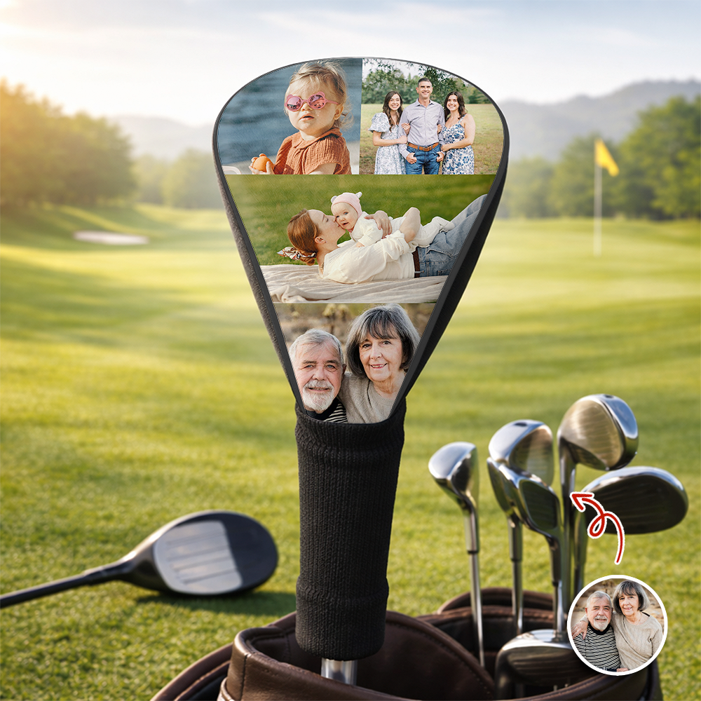 Personalized Photo Golf Club Head Cover Custom Gift for Dad HN590 - Golf Club Head Cover GradoCreations