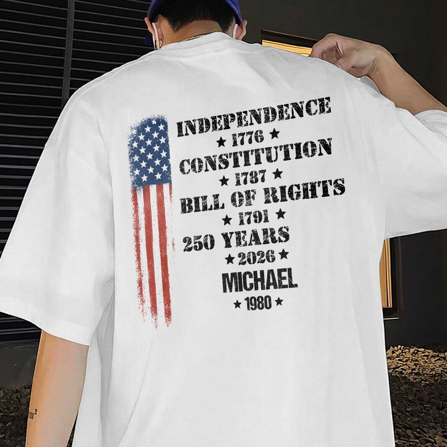 Personalized 250 Years of America Shirt Custom Name Gift for Dad HN590 - Tshirt Back GradoCreations