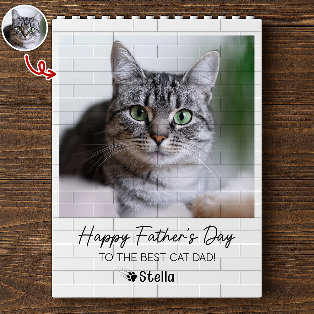 Personalized Building Blocks Photo Gift for Cat Dad Father's Day HN590 - Building Blocks diff design GradoCreations