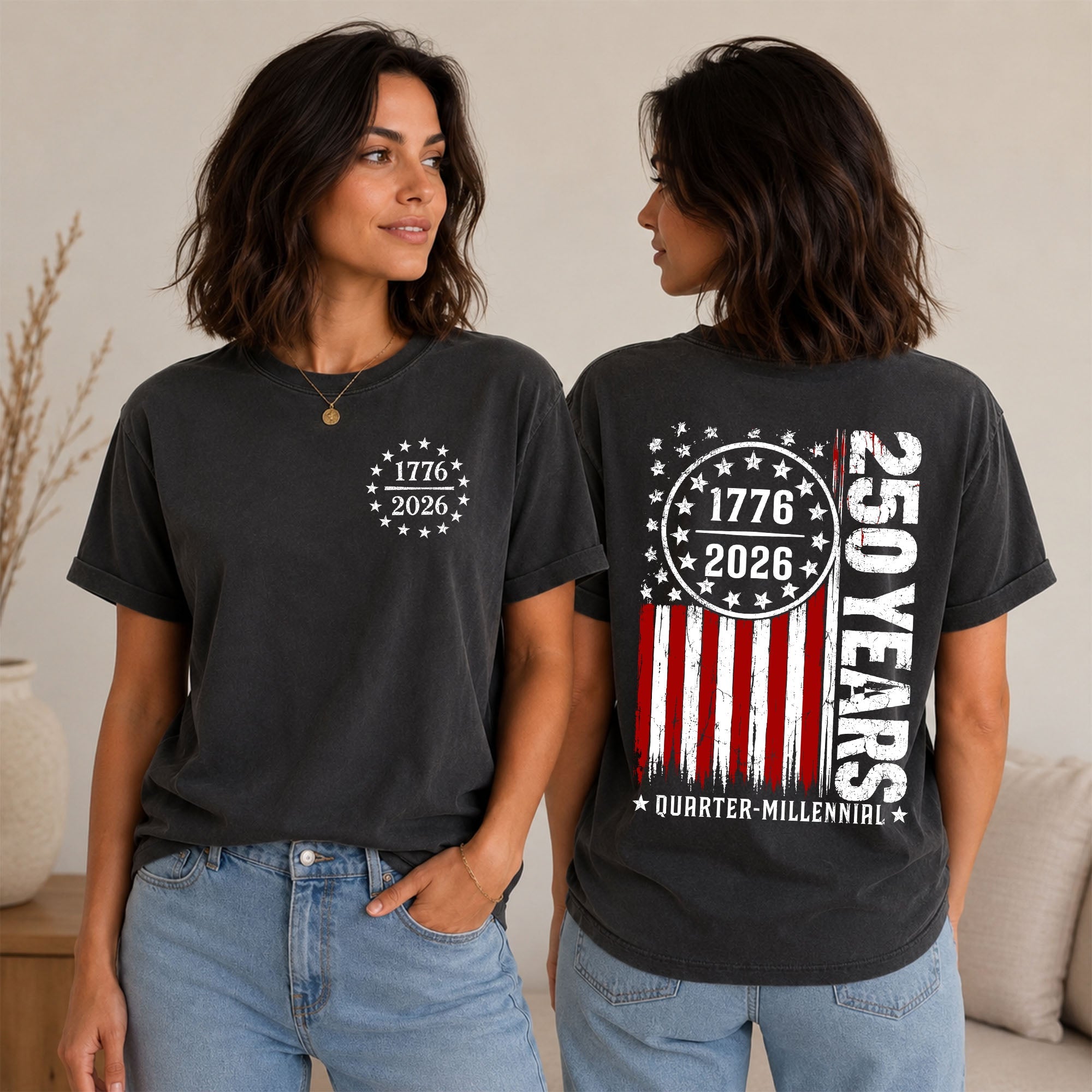 Personalized 4th of July Comfort Shirt Custom USA Flag Gift Back&Front Comfort Shirt GradoCreations