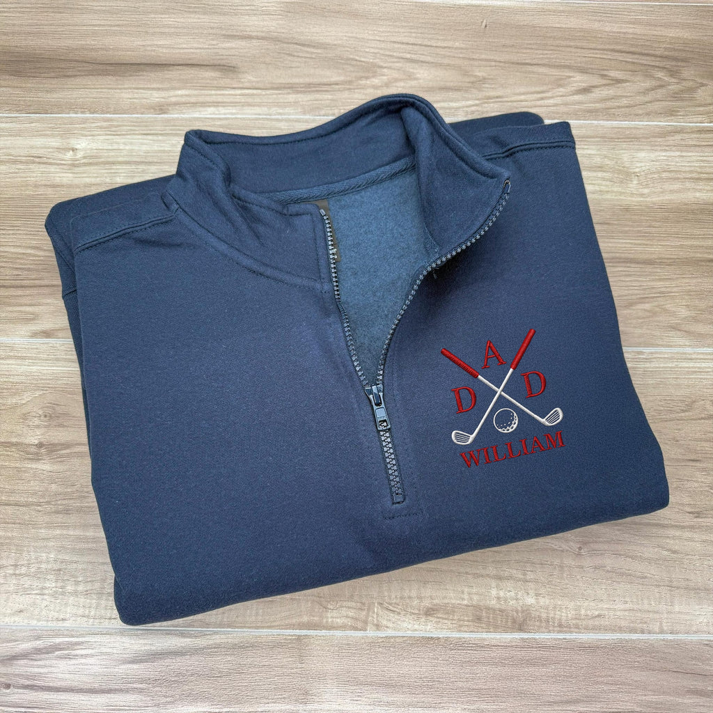 Personalized Embroidered Golf Quarter Zip Sweater Gift for Dad/Mom HN590 - Embroidered Golf Quarter Zip Sweater GradoCreations
