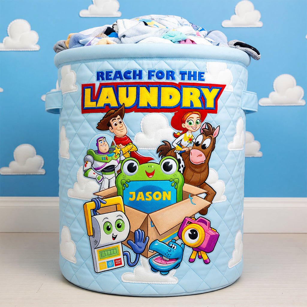 Personalized Quilted Laundry Basket Custom Name Fun Gift for Kids