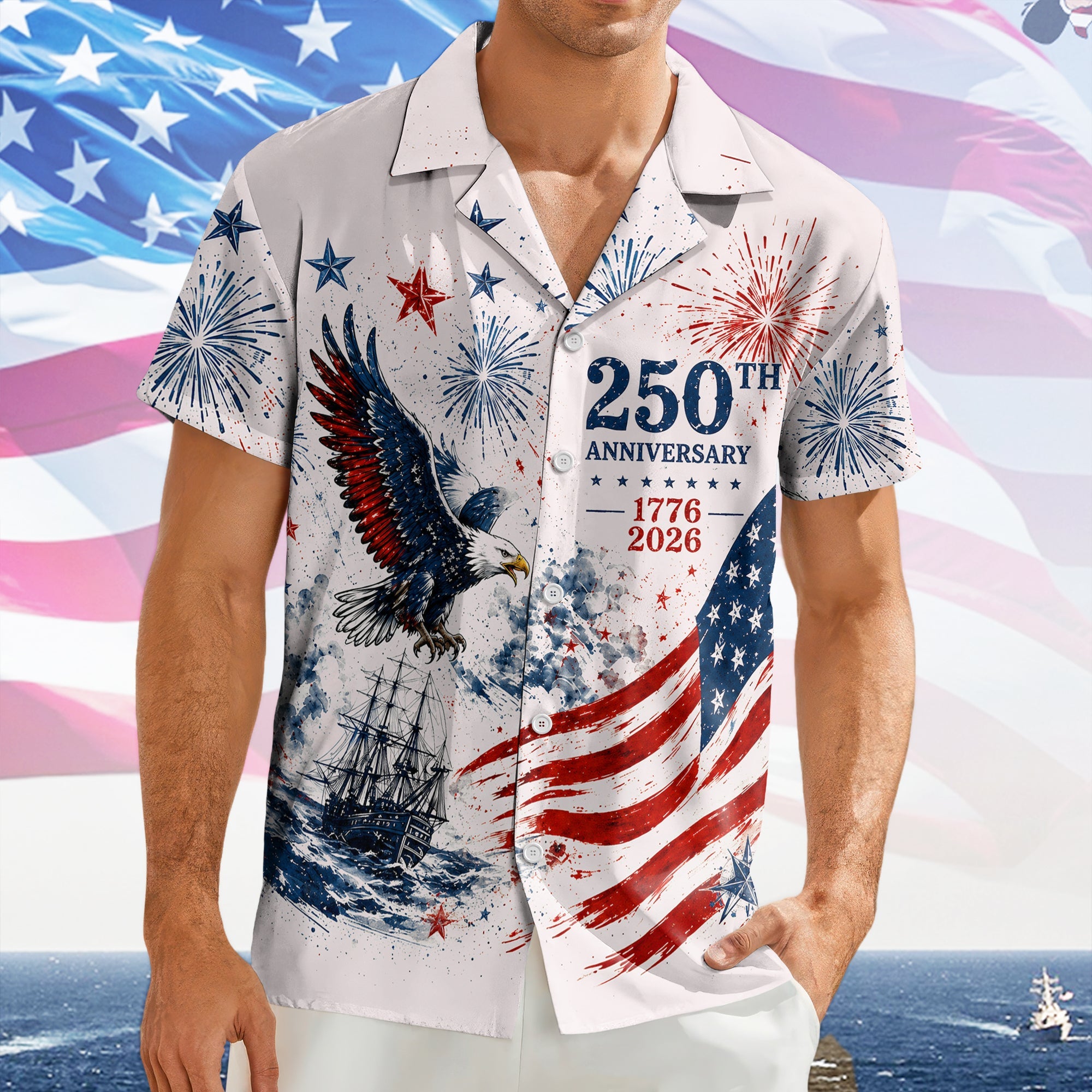 Personalized 250th Anniversary Hawaiian Shirt US Flag Gift HN590 - AOP Hawai Shirt GradoCreations