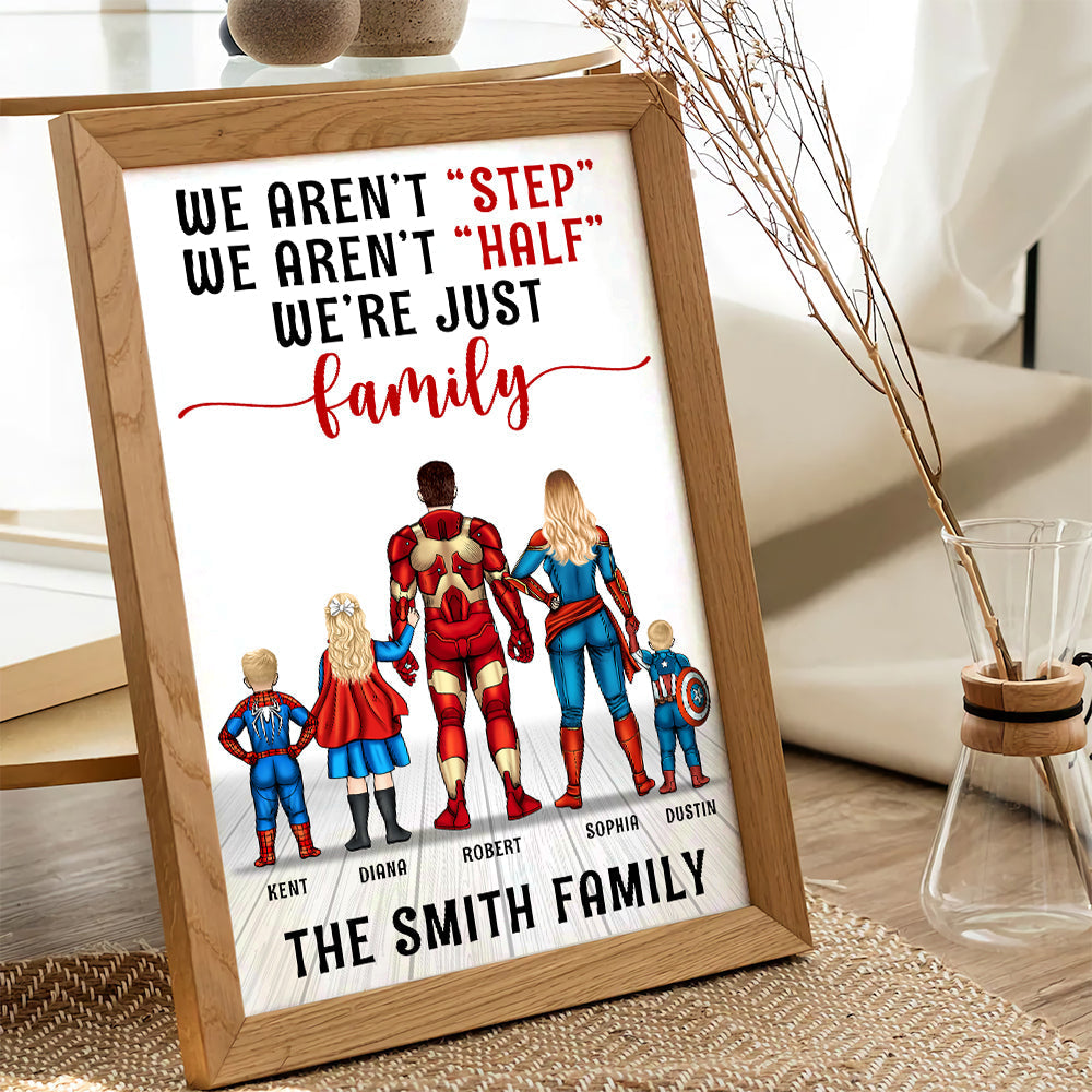 Personalized Super Hero Family Canvas Print Gift for Stepdad
