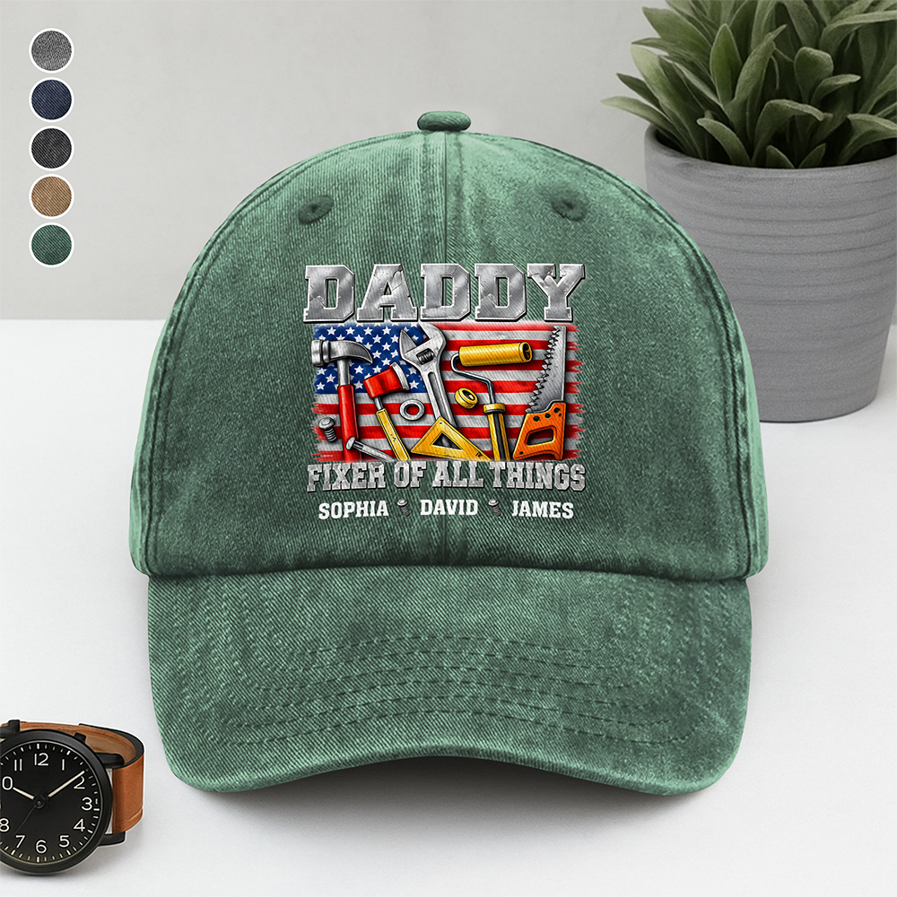 Personalized Washed Denim Baseball Cap Gift for Dad HN590 - Washed Denim Baseball Cap GradoCreations