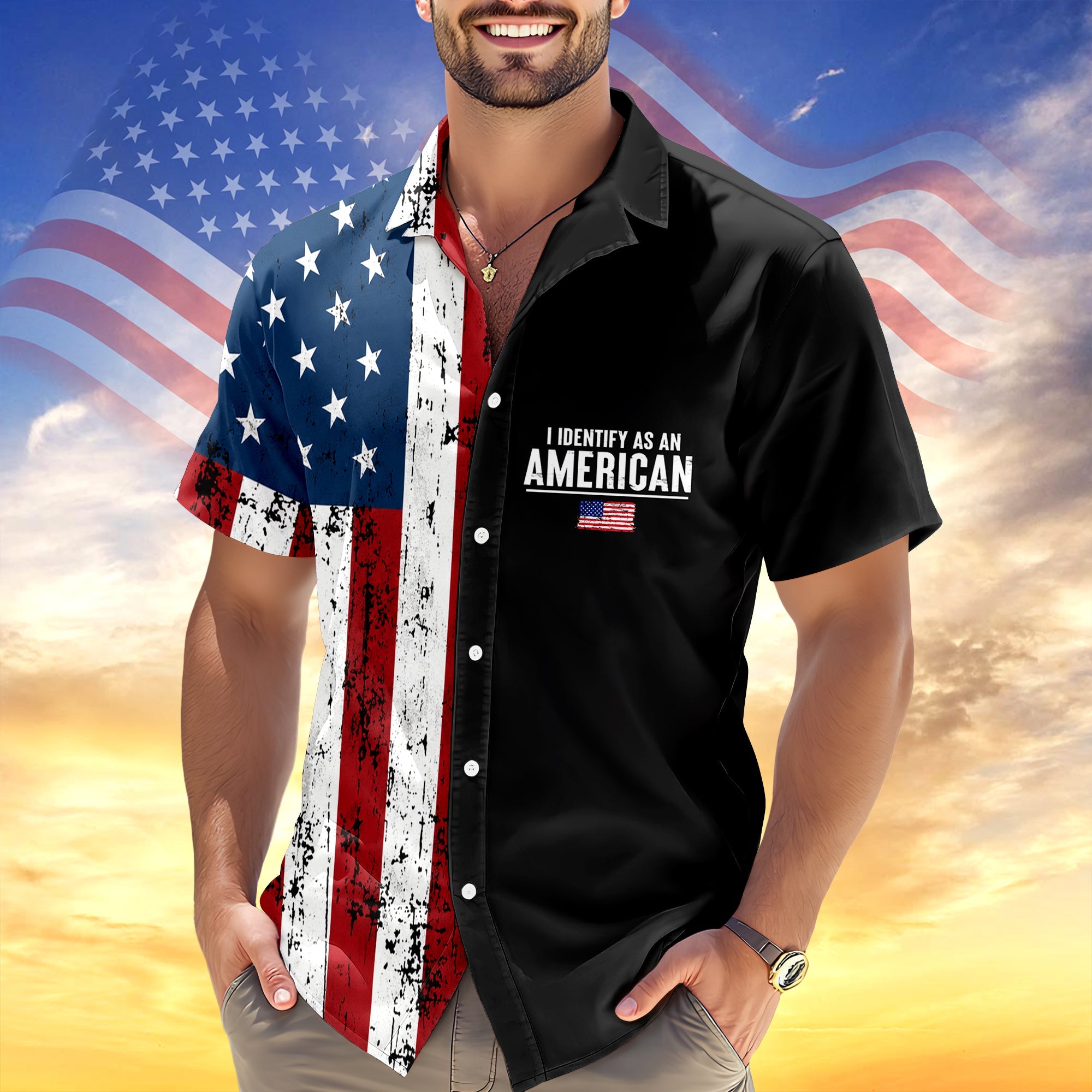 Personalized USA Flag Hawaiian Shirt Custom Name Gift for 4th of July HN590 - AOP Hawai Shirt GradoCreations