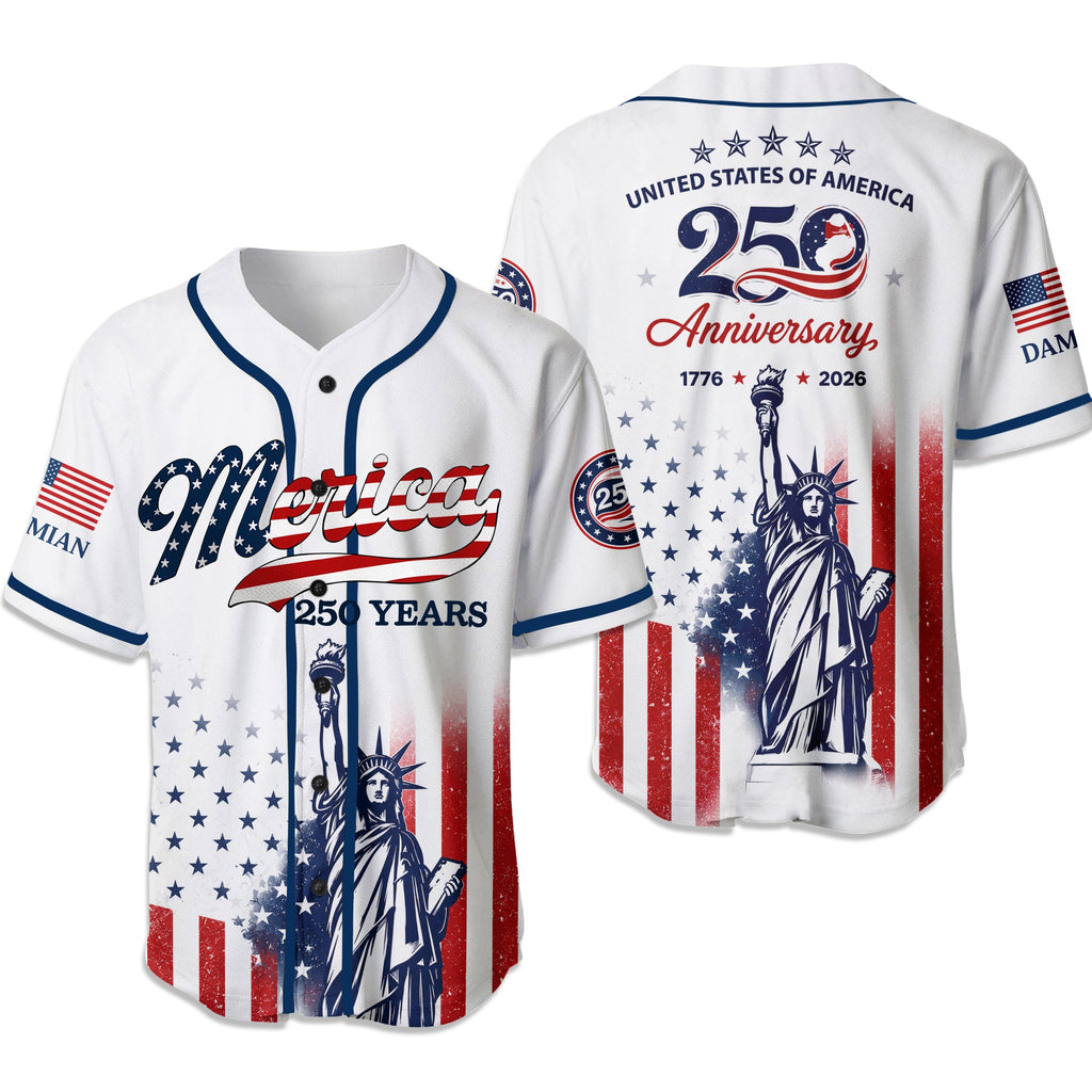 Personalized USA 250th Anniversary Jersey Baseball Shirt Gift Jersey Baseball Shirt GradoCreations
