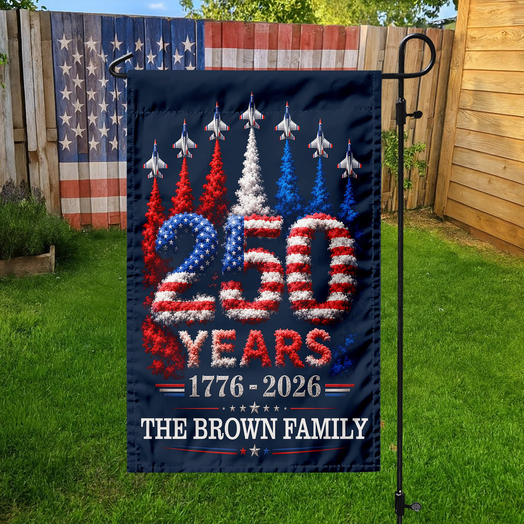 Personalized Patriotic Garden Flag Custom Family Name 250 Years HN590 - Garden Flag GradoCreations