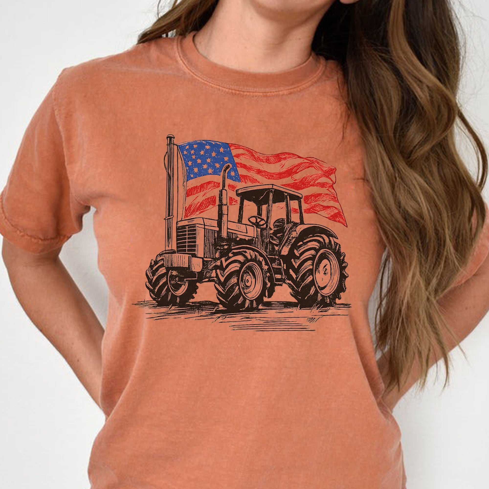 Personalized American Flag Comfort Shirt Independence Day Gift for Farmers and Truckers Comfort Shirt GradoCreations