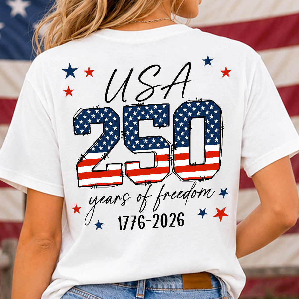 Personalized 250 Years of Freedom T-Shirt Gift for Dad Back&Front Comfort Shirt fix GradoCreations