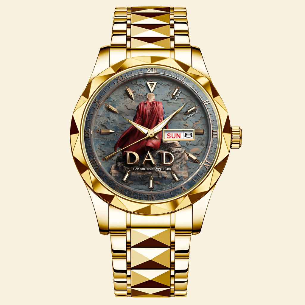 Personalized Men's Wrist Watch Custom Message Gift for Dad, Grandpa