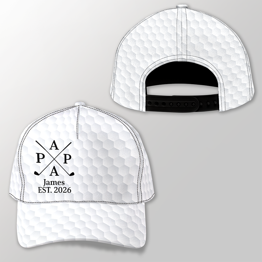 Personalized Golf Pattern Cap with Kids Names Gift for Dad HN590 - AOP Cap GradoCreations
