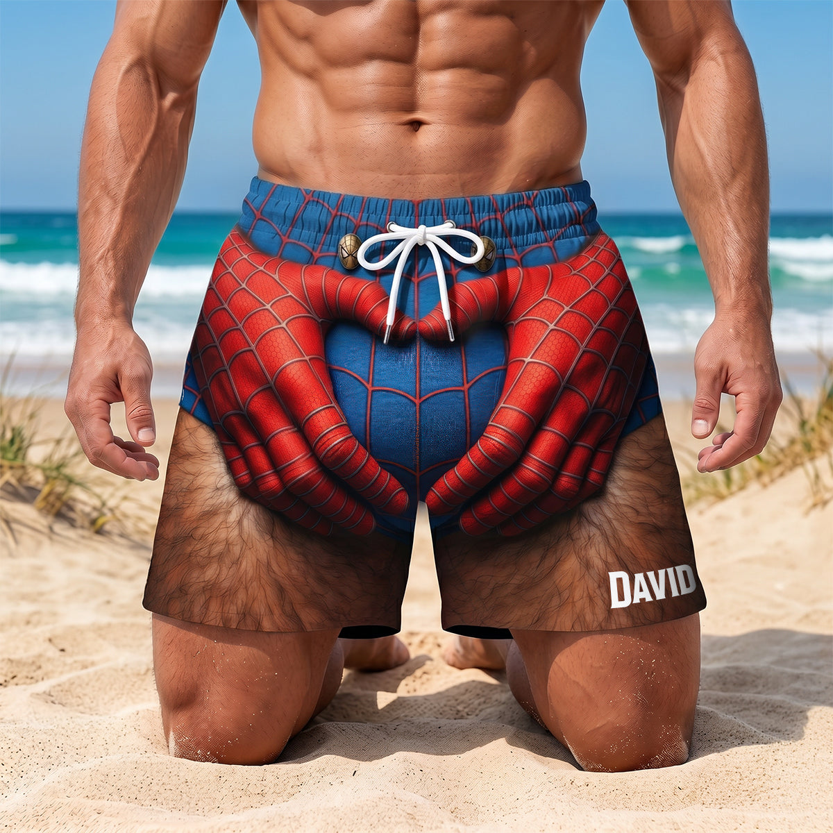 Personalized Superhero Muscle Beach Shorts Gift for Him Beach Shorts GradoCreations