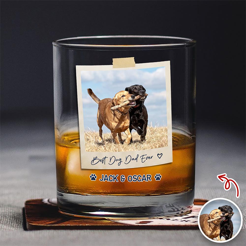 Personalized Dog Photo Whiskey Glass Gift for Dog Dad HN590 - Print Rock Glass GradoCreations