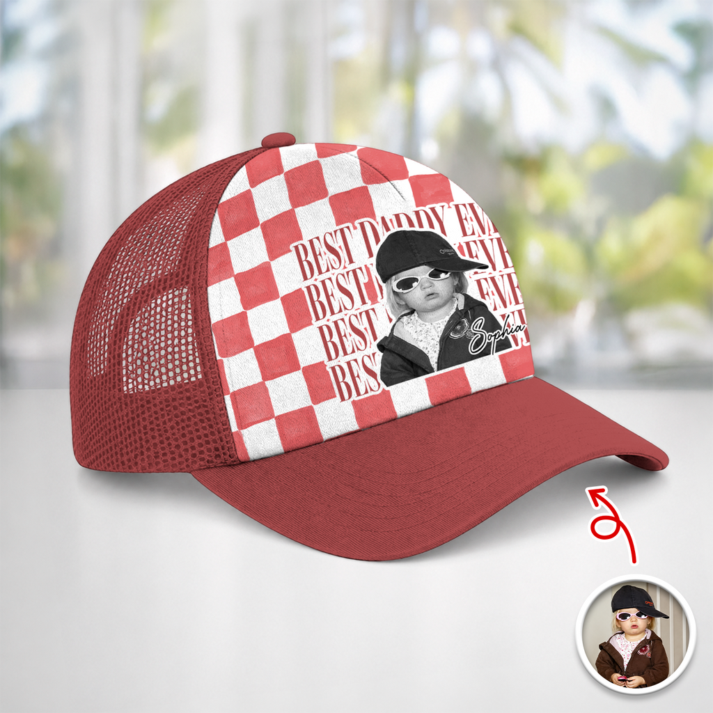 Personalized Leather Patch Hat Custom Photo Gift for Dad HN590 - Leather Patch Hat GradoCreations