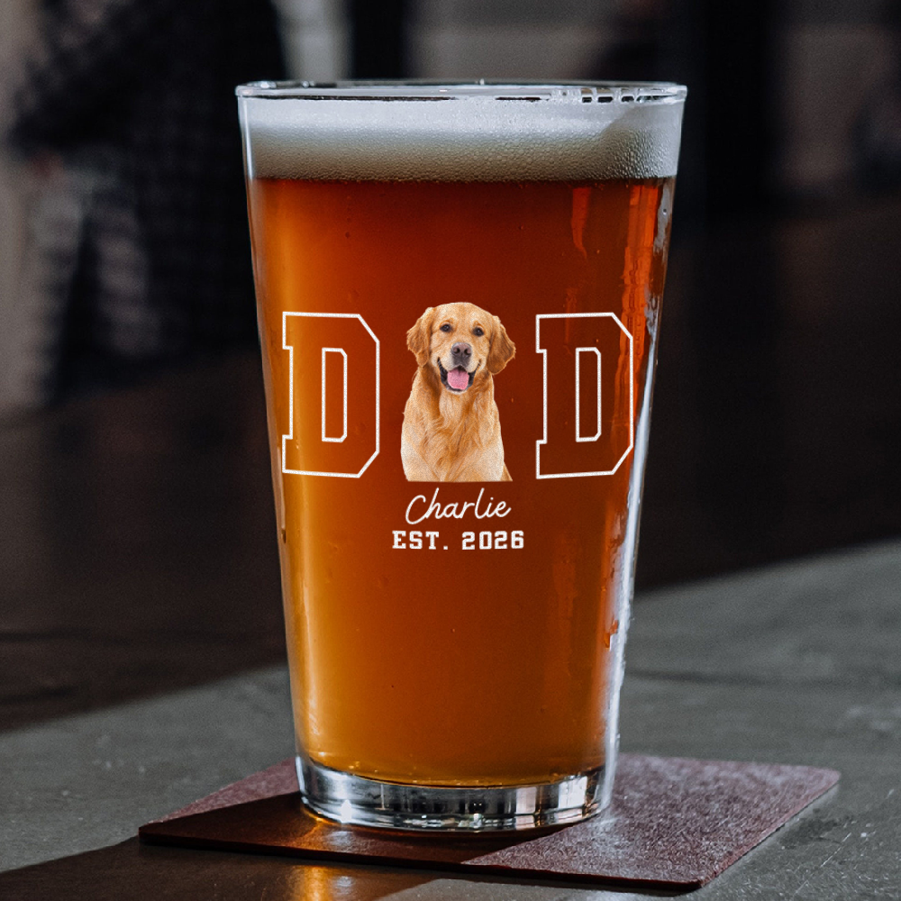 Personalized Dog Photo Beer Glass Custom Gift for Dog Dad HN590 - Print Beer Glass GradoCreations
