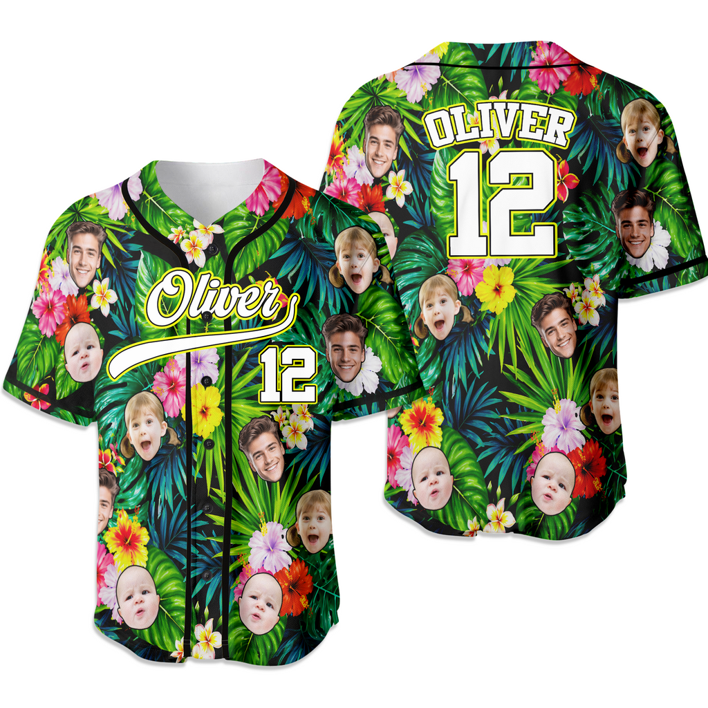 Personalized Photo Hawaiian Baseball Jersey Custom Summer Gift Jersey Baseball Shirt GradoCreations