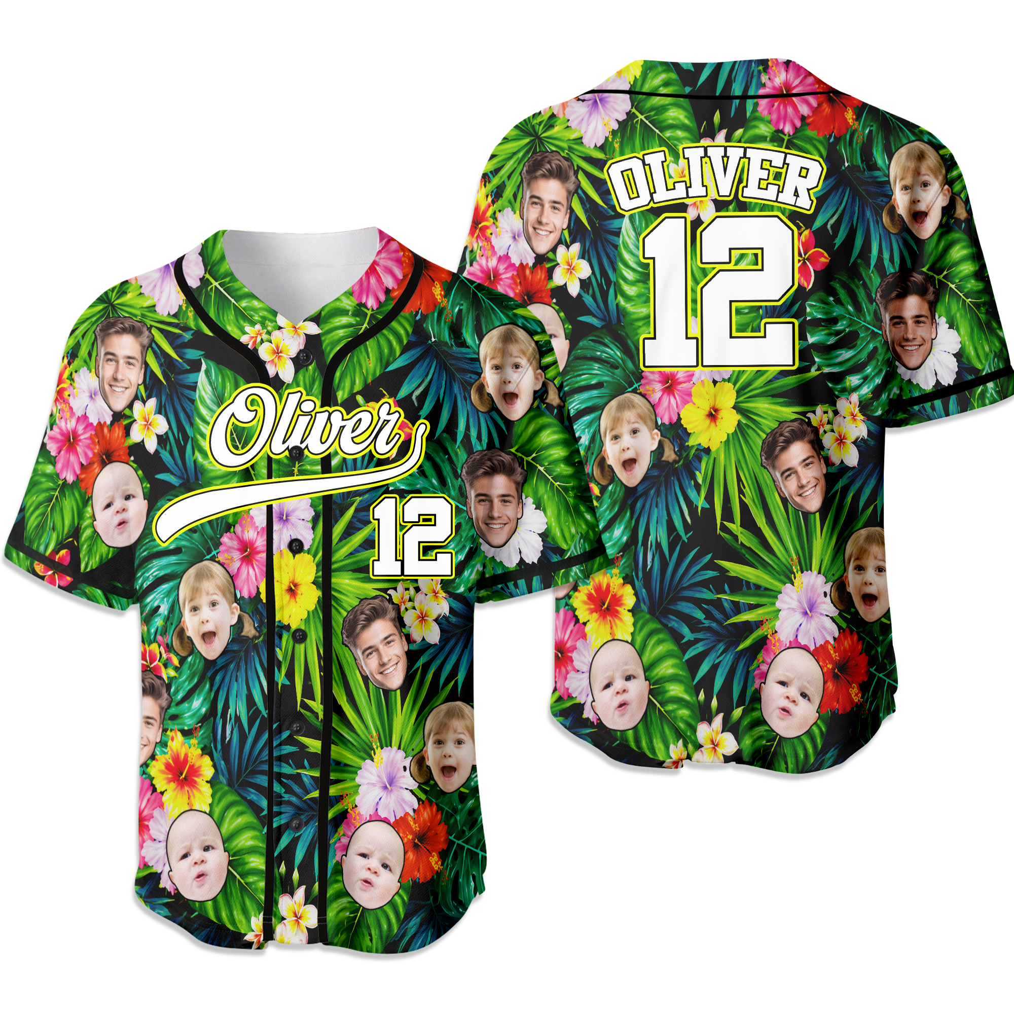 Personalized Photo Hawaiian Baseball Jersey Custom Summer Gift Jersey Baseball Shirt GradoCreations