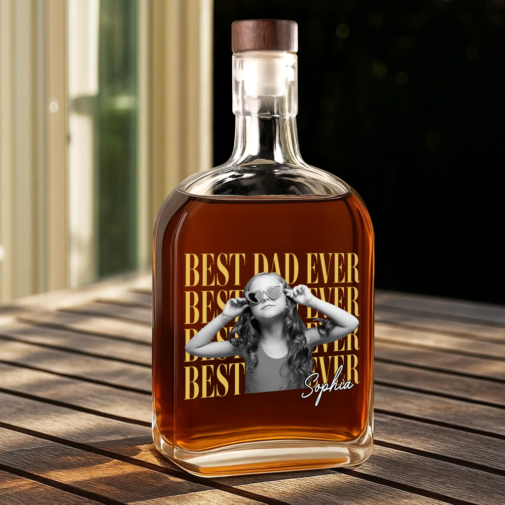 Personalized Vintage Photo Whiskey Bottle Custom Gift for Dad HN590 - Whiskey Bottle GradoCreations