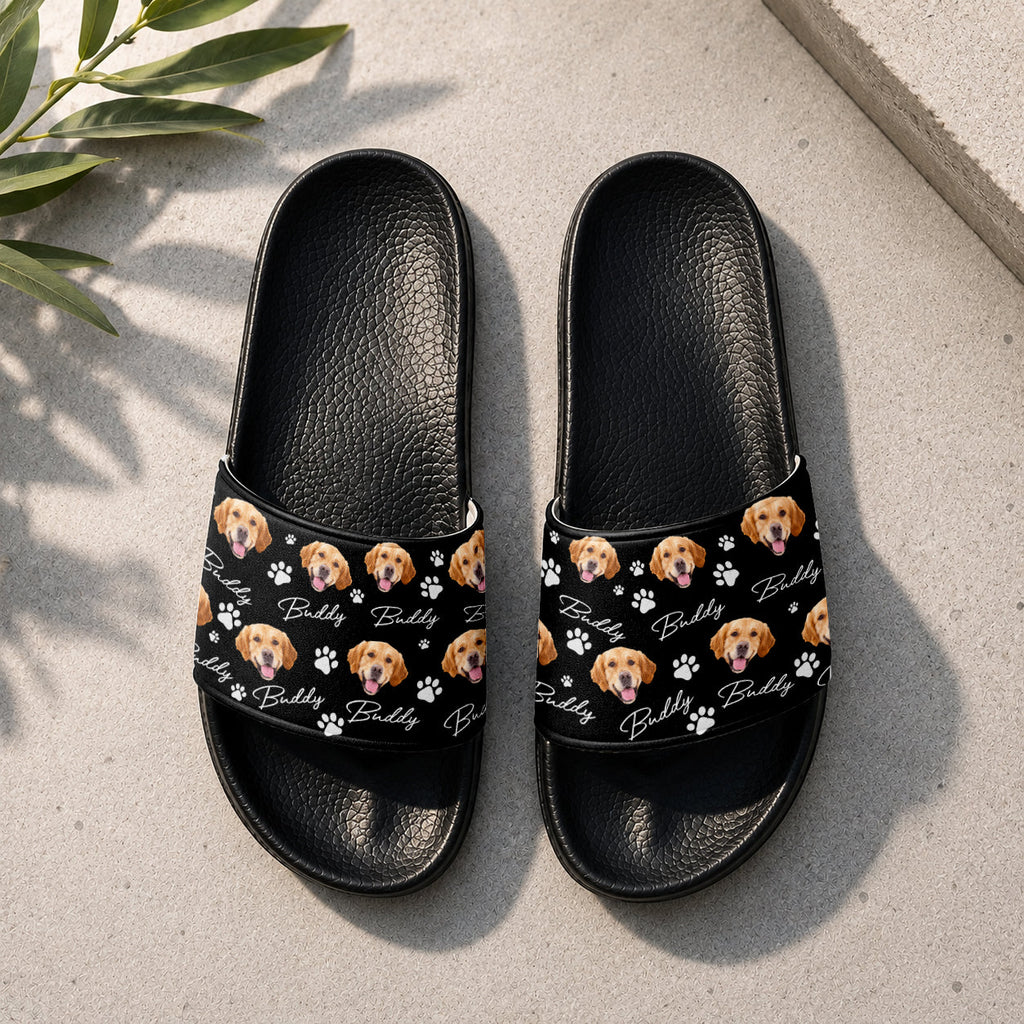 Personalized Slide Sandals Custom Photo Gift for Dog Lovers HN590 - Slide Sandals GradoCreations