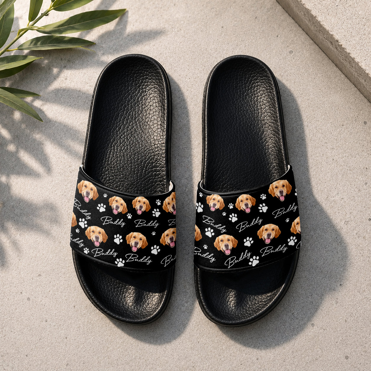 Personalized Slide Sandals Custom Photo Gift for Dog Lovers HN590 - Slide Sandals GradoCreations