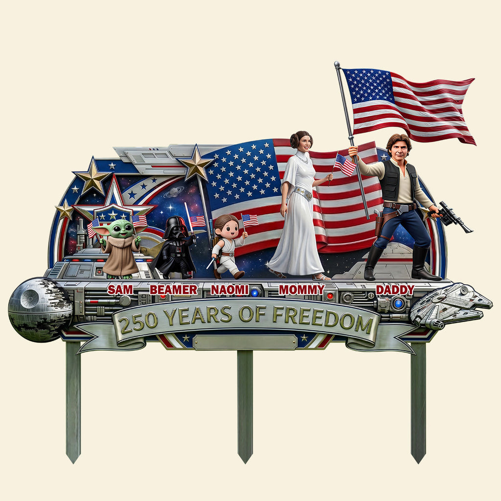 Personalized Metal Garden Stake 250 Years of Freedom for Family