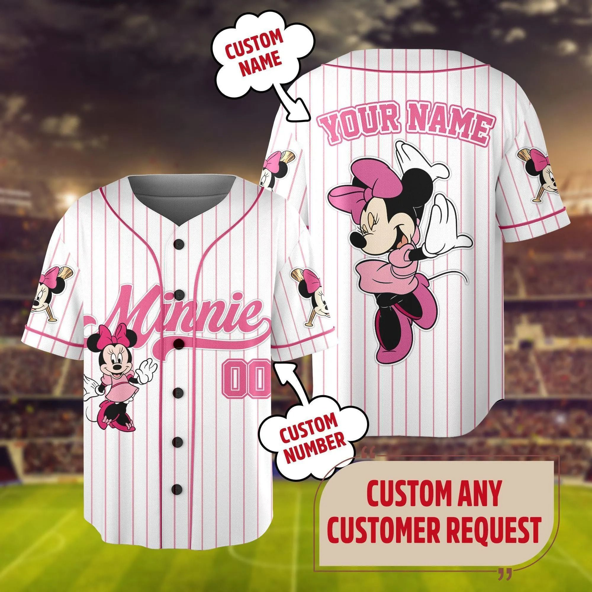 Custom Mickey Mouse Baseball Jersey Personalized Gift for Movie Fans