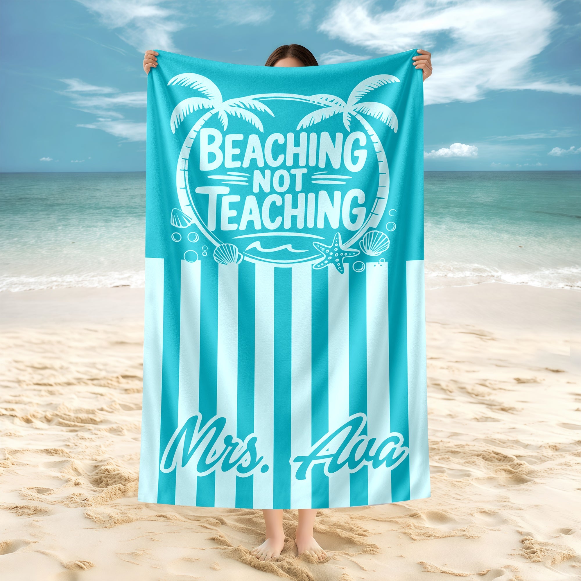 Personalized Beach Towel Funny Teacher Gift for Summer HN590 - Beach Towels fix GradoCreations