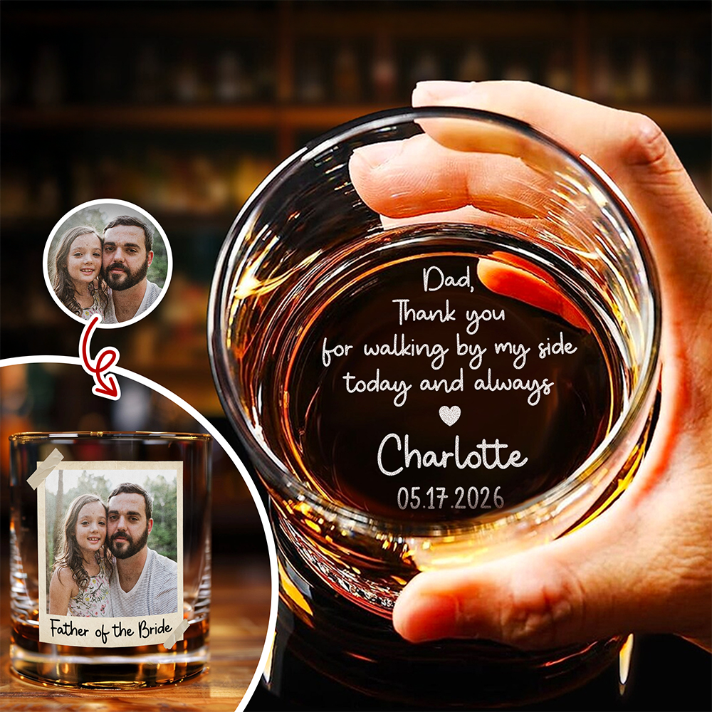 Personalized Father of the Bride Whiskey Glass Custom Gift for Wedding Day HN590 - Print Rock Glass GradoCreations