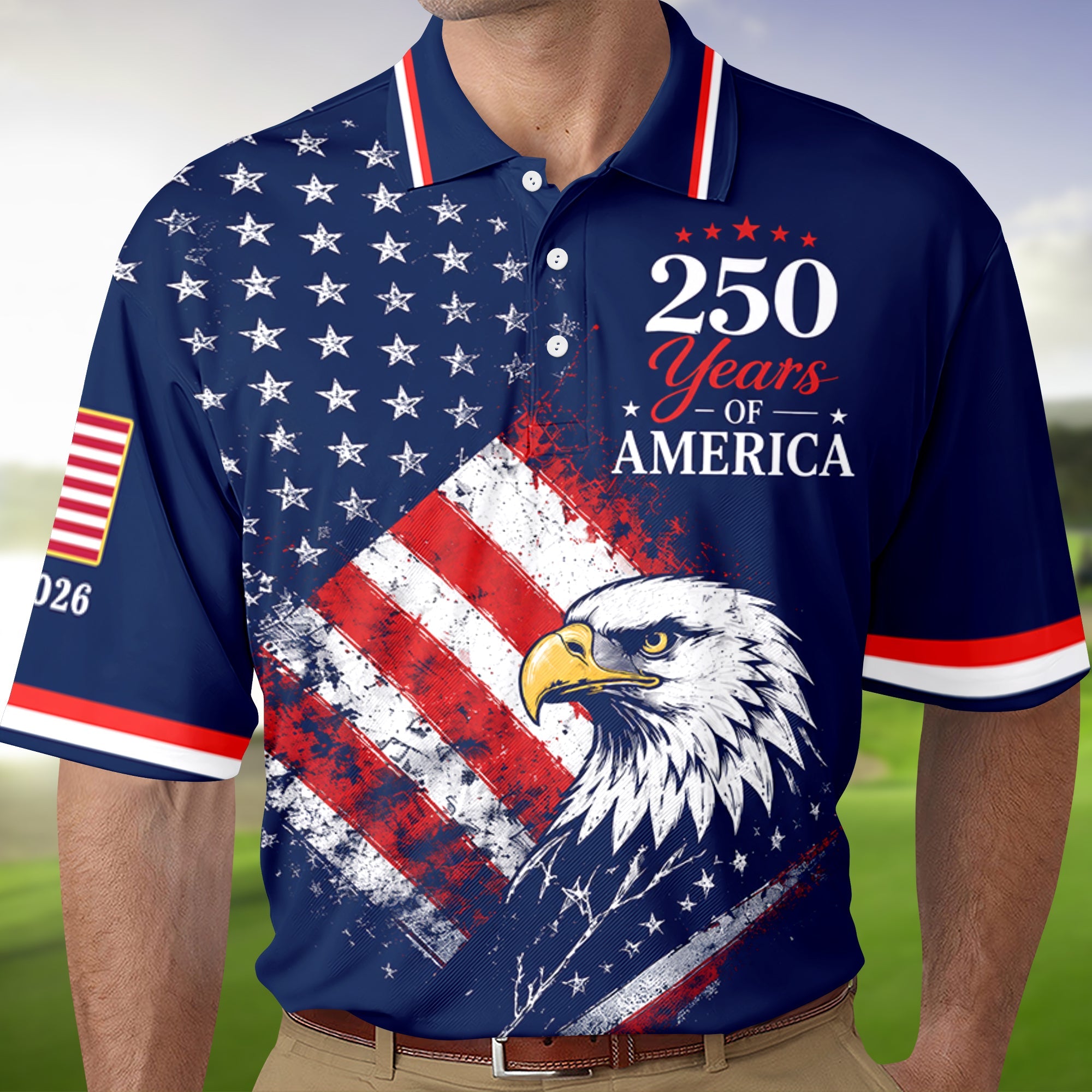 Personalized Patriotic Polo Shirt Custom USA Flag Gift for 4th of July HN590 - Men's Polo Shirt GradoCreations