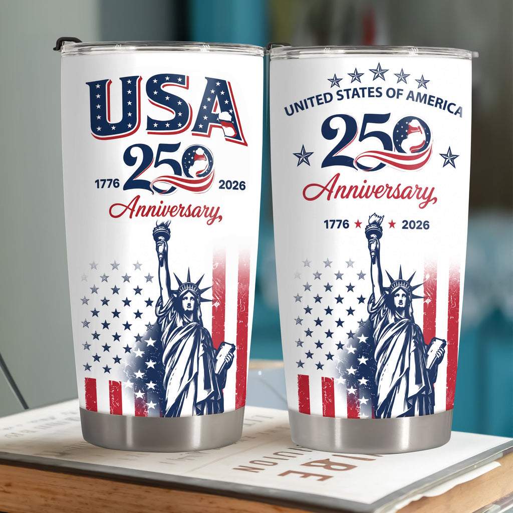 Personalized USA 250th Anniversary Fat Tumbler Gift for Family HN590 - Fat Tumbler GradoCreations