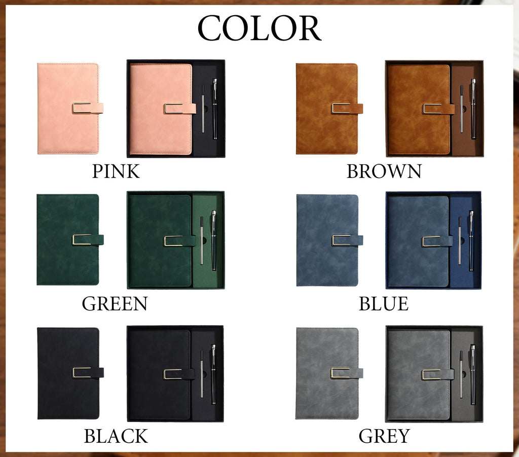 Personalized Engraved Leather Notebook Set with Pen Gift for Dad HN590 - Engraved Leather Notebook FIX GradoCreations